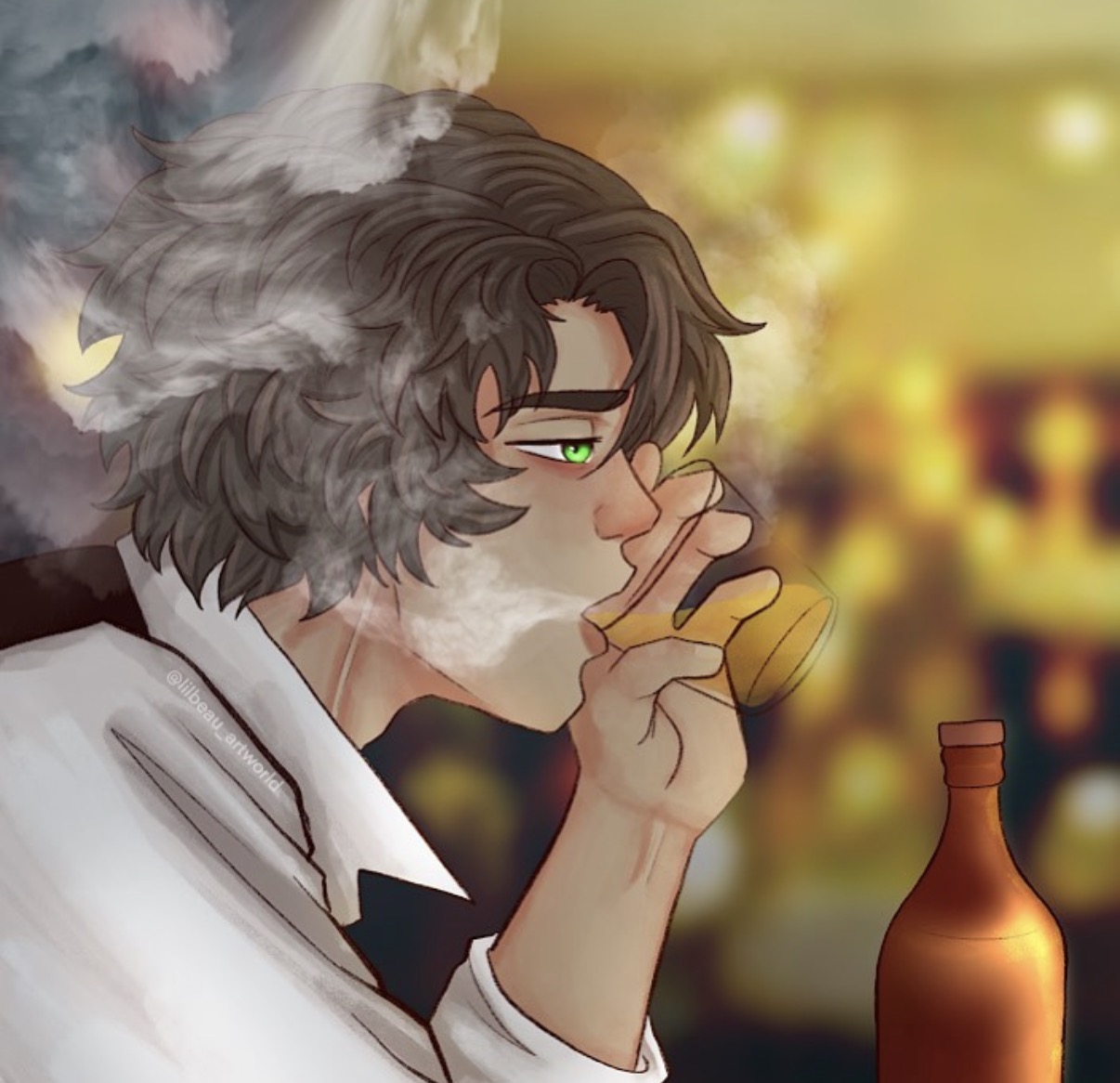 tekening man drinkt